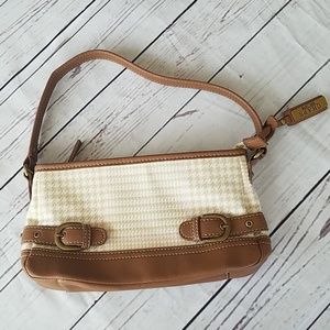 Chaps houndstooth baguette handbag